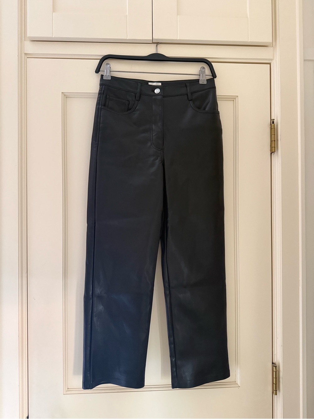 Aritzia Wilfred Black Faux Leather Straight-Leg Pants